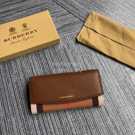 Burberry Vintage Leather Long Flip Wallet Brown
