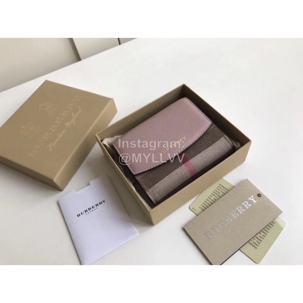 Burberry Fashion Palm Leather Short Wallet Purple