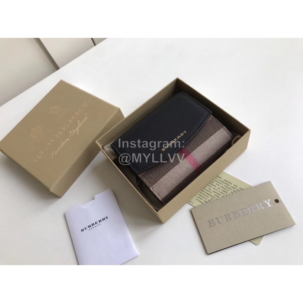 Burberry Fashion Palm Leather Short Wallet Black