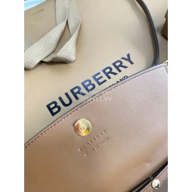 Burberry Fashion Plaid Leather Chain Bag For Women Brown