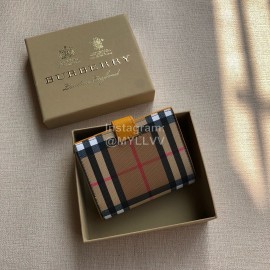Burberry Leather Plaid Short Two Fold Wallet Yellow
