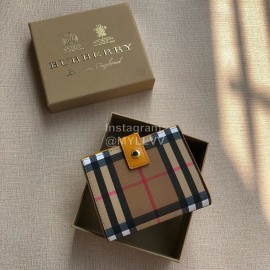 Burberry Leather Plaid Short Two Fold Wallet Yellow