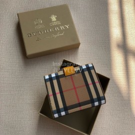Burberry Leather Plaid Short Two Fold Wallet Yellow
