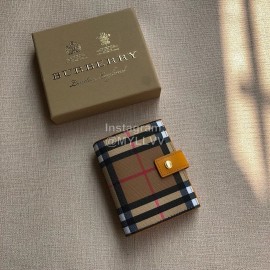 Burberry Leather Plaid Short Two Fold Wallet Yellow