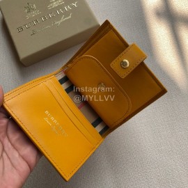 Burberry Leather Plaid Short Two Fold Wallet Yellow