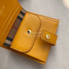 Burberry Leather Plaid Short Two Fold Wallet Yellow