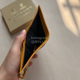 Burberry Leather Plaid Short Two Fold Wallet Yellow
