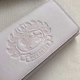 Burberry New Embossed Leather Long Wallet White