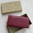 Burberry New Embossed Leather Long Wallet Purplish Red