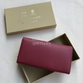 Burberry New Embossed Leather Long Wallet Purplish Red