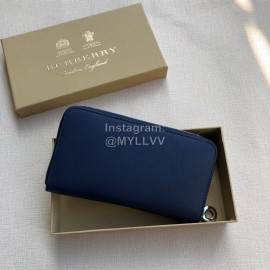 Burberry New Embossed Leather Long Zipper Wallet Dark Blue
