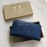 Burberry New Embossed Leather Long Zipper Wallet Dark Blue