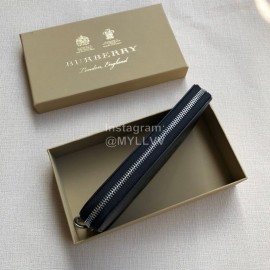 Burberry New Embossed Leather Long Zipper Wallet Black