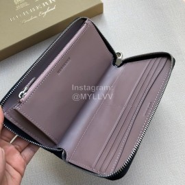 Burberry New Embossed Leather Long Zipper Wallet Black