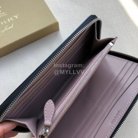 Burberry New Embossed Leather Long Zipper Wallet Black