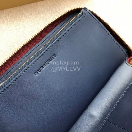 Burberry New Embossed Leather Long Zipper Wallet Purplish Red