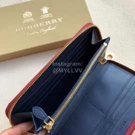 Burberry New Embossed Leather Long Zipper Wallet Purplish Red