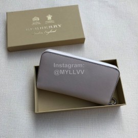 Burberry New Embossed Leather Long Zipper Wallet White