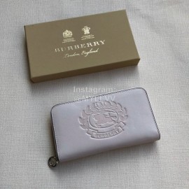 Burberry New Embossed Leather Long Zipper Wallet White