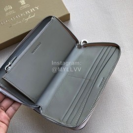 Burberry New Embossed Leather Long Zipper Wallet White