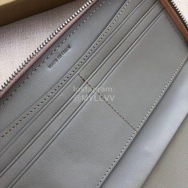 Burberry New Embossed Leather Long Zipper Wallet White