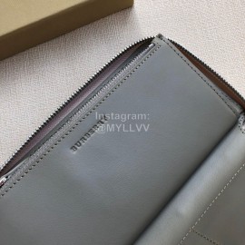 Burberry New Embossed Leather Long Zipper Wallet White