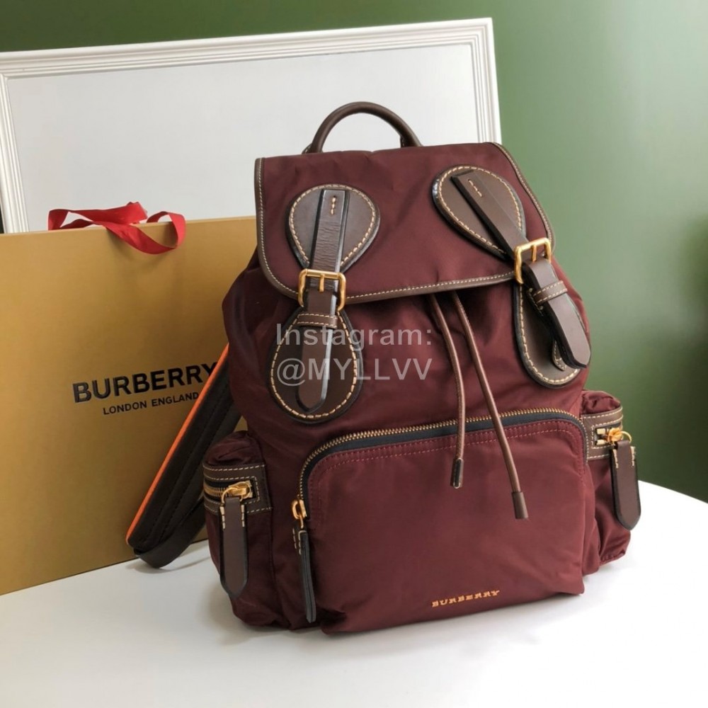 Burberry Nylon Calf Light Backpack Wine Red