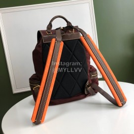 Burberry Nylon Calf Light Backpack Wine Red