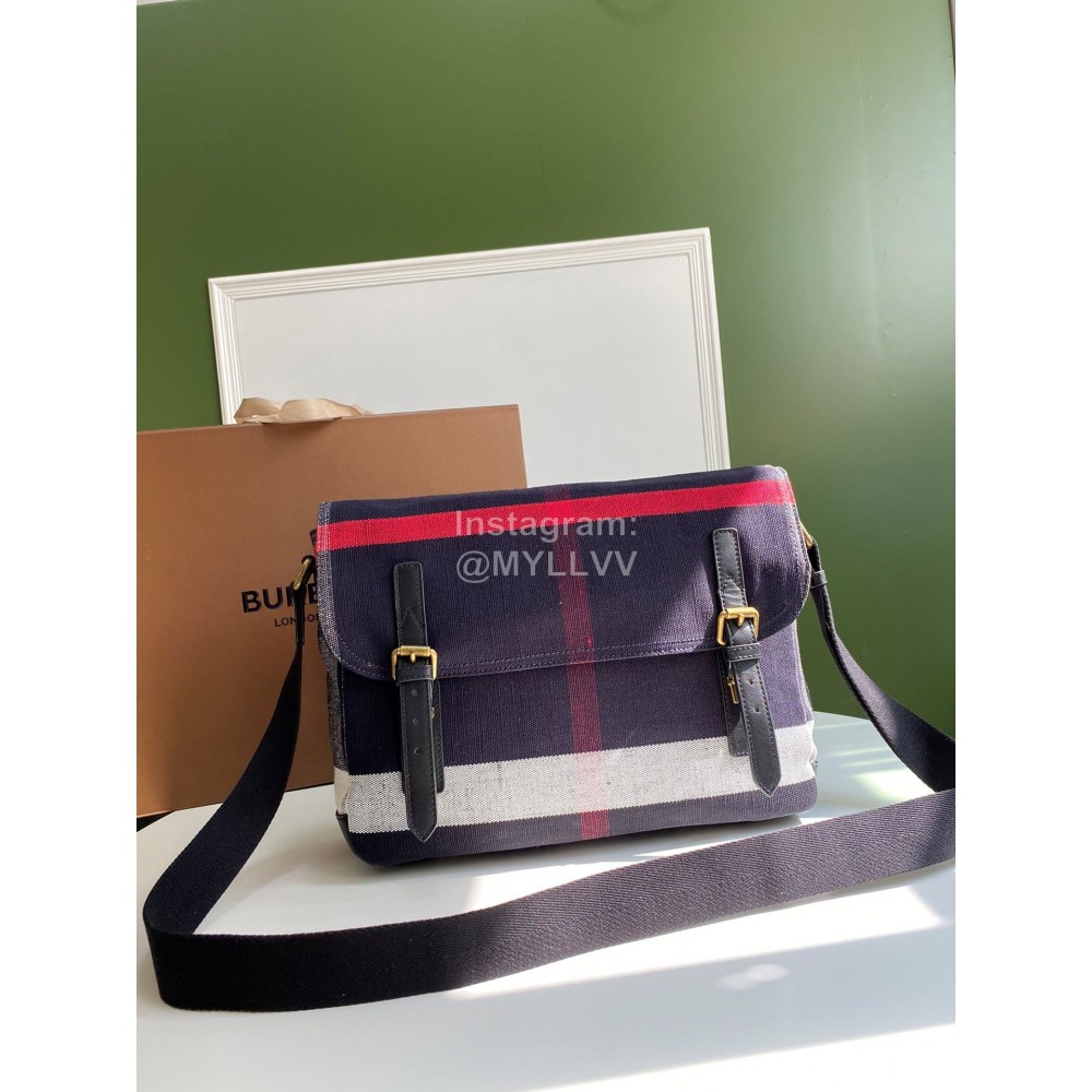 Burberry British Style Cotton Hemp Messenger Bag Tibetan Green