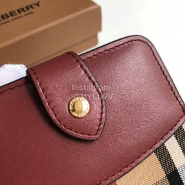 Burberry Soft Leather Short Wallet Wine Red
