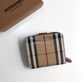 Burberry Soft Leather Short Wallet Wine Red