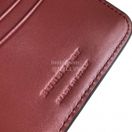 Burberry Soft Leather Short Wallet Wine Red