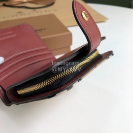 Burberry Soft Leather Short Wallet Wine Red