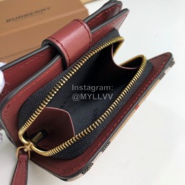 Burberry Soft Leather Short Wallet Wine Red