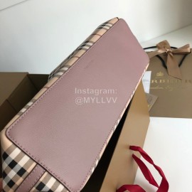 Burberry Retro Plaid Double Sided Shopping Bag Purple