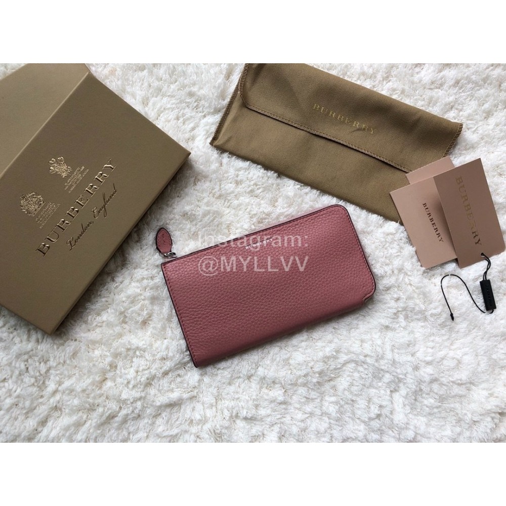 Burberry New Zipper Long Wallet Rose Red