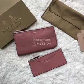 Burberry New Zipper Long Wallet Rose Red