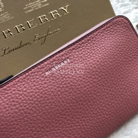 Burberry New Zipper Long Wallet Rose Red