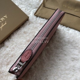 Burberry New Zipper Long Wallet Rose Red
