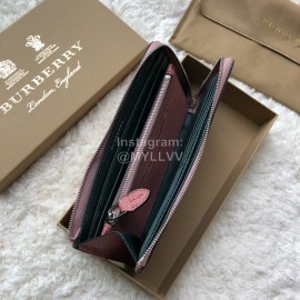 Burberry New Zipper Long Wallet Rose Red