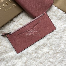 Burberry New Zipper Long Wallet Rose Red