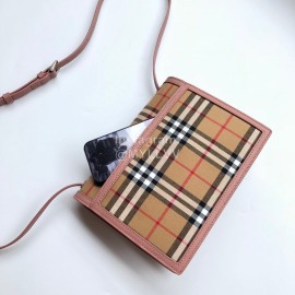 Burberry Vintage Plaid Flip Bag For Women Pink
