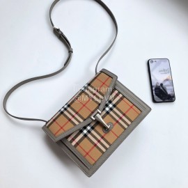 Burberry Vintage Plaid Flip Bag For Women Gray