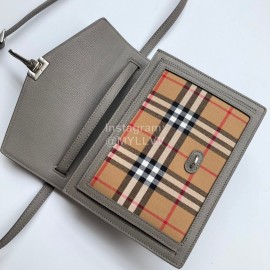 Burberry Vintage Plaid Flip Bag For Women Gray