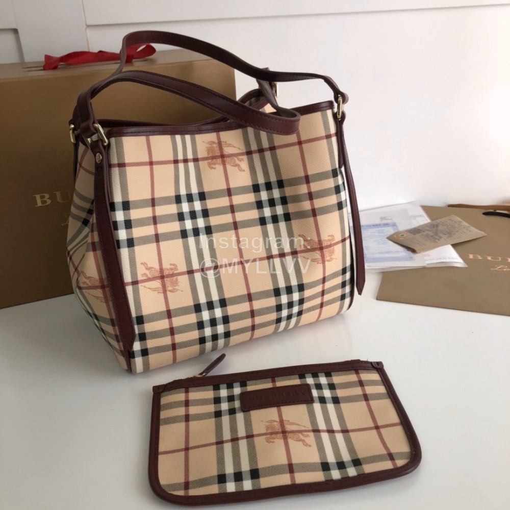 Burberry Classic Plaid Two Piece Case Bag Coffee