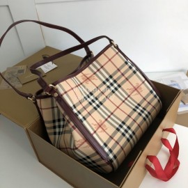 Burberry Classic Plaid Two Piece Case Bag Coffee
