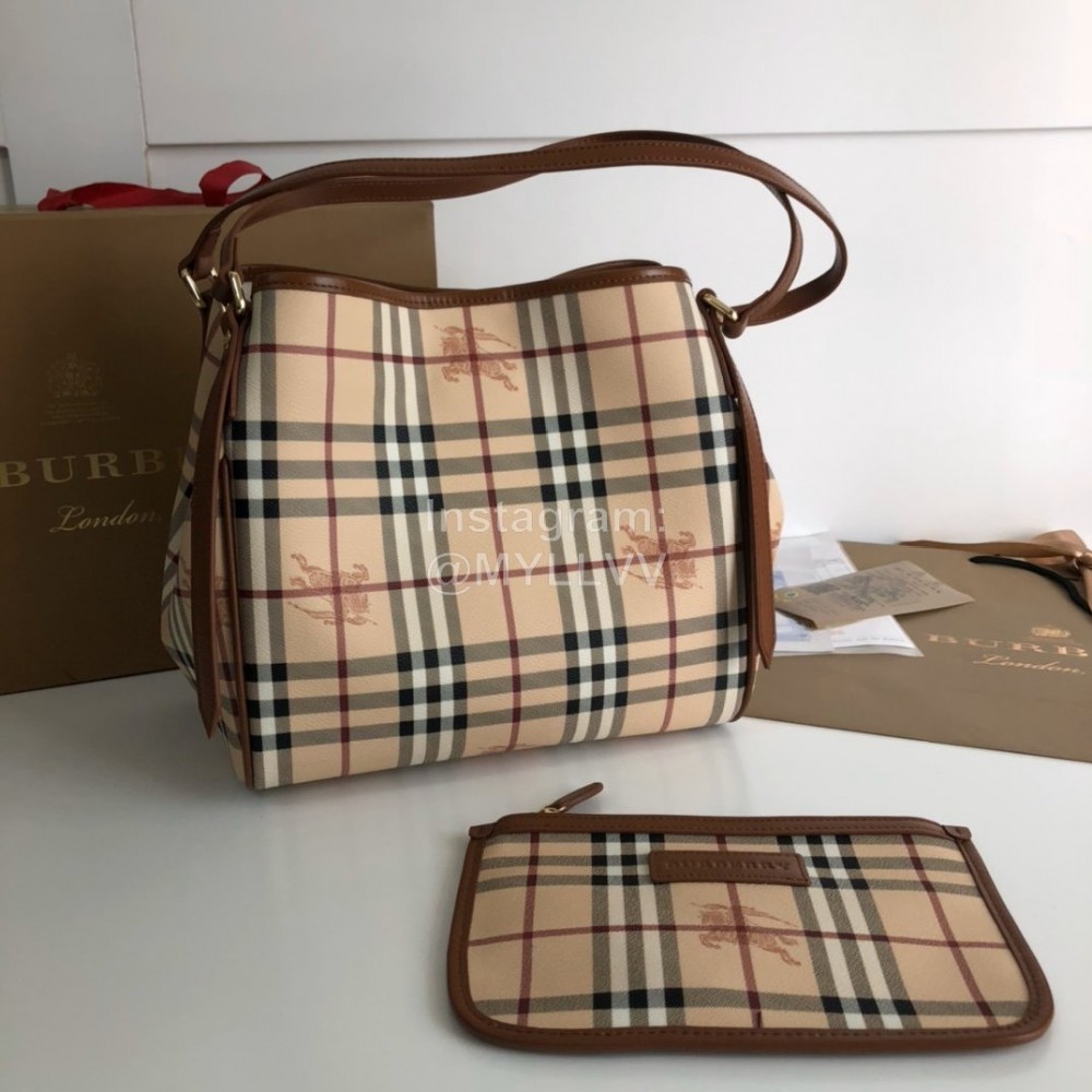 Burberry Classic Plaid Two Piece Case Bag Brown