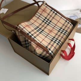 Burberry Classic Plaid Two Piece Case Bag Brown