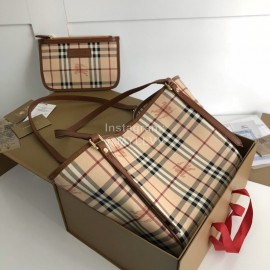 Burberry Classic Plaid Two Piece Case Bag Brown