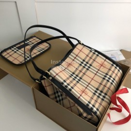 Burberry Classic Plaid Two Piece Case Bag Black